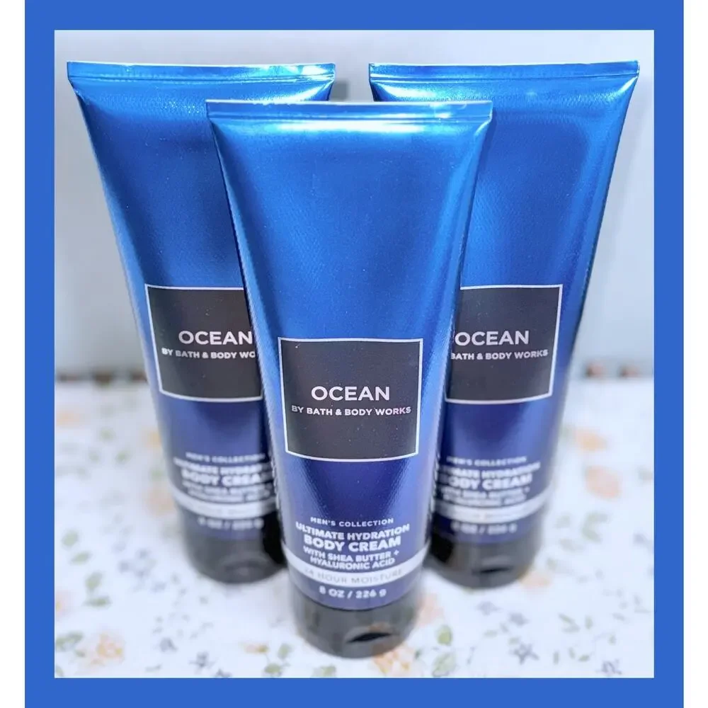 Bath & Body Works Ocean for MEN 8 oz Ultimate Hydration Body Cream with Aloe x3